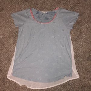 Blue distressed blouse